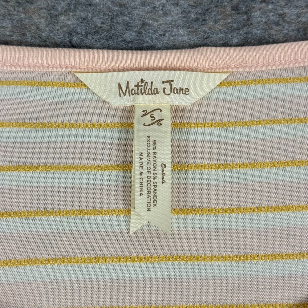 Matilda Jane Dream Chasers True Friend Top Striped Peach Womens Small S - Picture 4 of 10